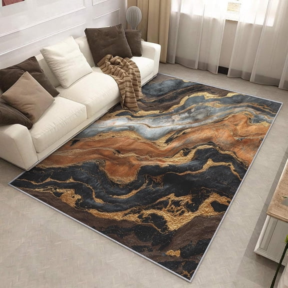 Modern Fluid Marble Area Rug, Quicksand Abstract Pattern Carpet, Washable Non Slip Low Pile Soft Thin, Living Room Bedroom Home Decor Mat 2x3ft