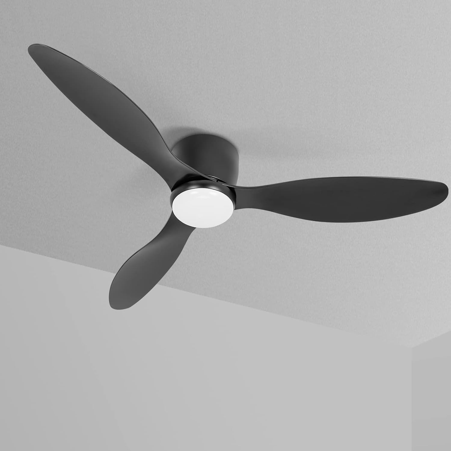 Modern Flush Mount Ceiling Fan with Light and Remote,Low Profile Fan,6