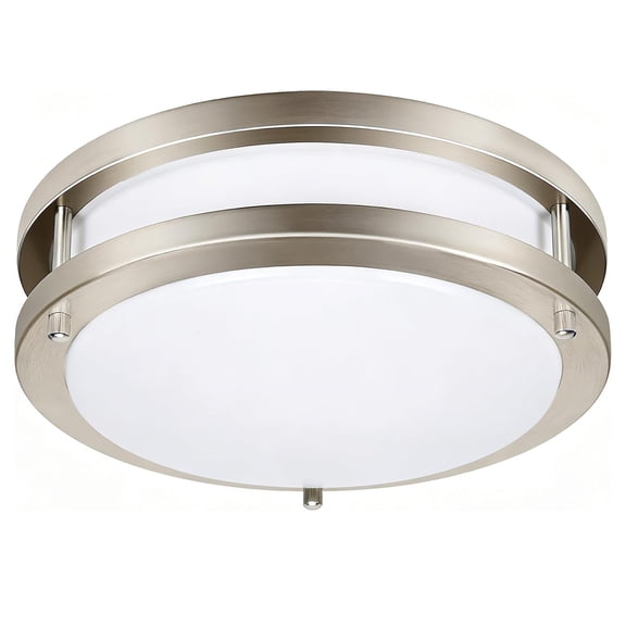 Modern Flush Mount Ceiling Light, 12" Dimmable LED Ceiling Light Fixtures with 5 Color Temp, Close to Ceiling Light Fixtures for Bedroom, Living Room & Kitchen, Silver
