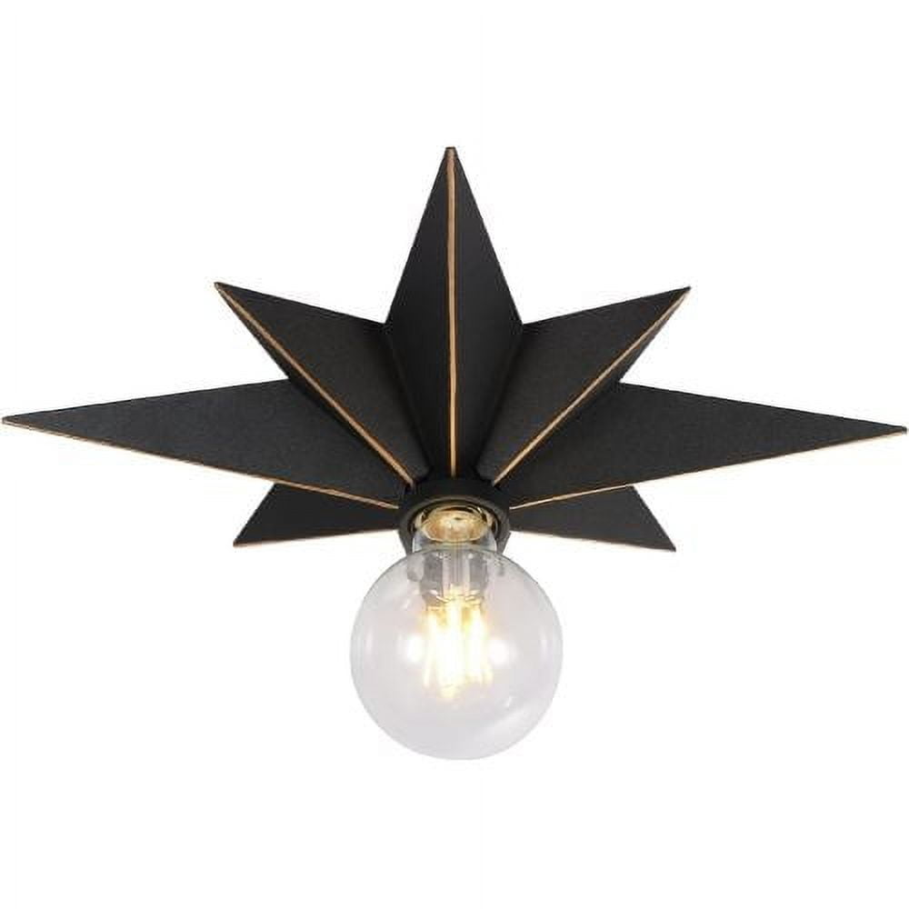 Modern Flush Mount Ceiling Light Fixture, Black Minimalist Flushmount Lamp Base with Clear Glass Shade(Bulbs Not Included), Easy Install for Hallway, Bedroom, Entryway