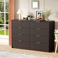 thumbnail image 1 of Modern Fluted 8 Drawer Dresser, Large Capacity Chest of Drawers, with Metal Handles & Anti-Tip, Wooden Storage Organizer for Bedroom, Living Room, Hallway, Black, 1 of 8