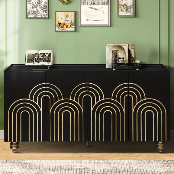 Modern Fluted Cabinet with Adjustable Shelves and Groove Design / Useful in Primary Living Areas