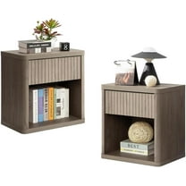 Modern Fluted Night Stand Set of 2, End Table with Drawer Storage Wood Night Stands for Bedroom Living Room Sofa Office