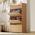 thumbnail image 1 of Modern Fluted Shoe Cabinet with 3 Flip Drawers, Slim Shoe Storage Organizer with 2 Drawers, Side Hook, Space Saving Wooden Hidden Shoe Rack Hallway Cabinet for Apartment, 1 of 9