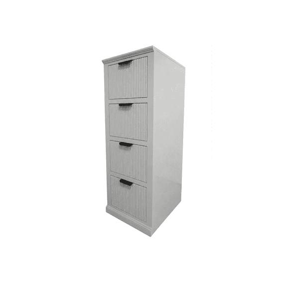 Modern Fluted Solid Wood 4 Drawer File Cabinet