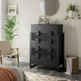 thumbnail image 1 of Modern Fluted tall 6-Drawer Dresser, Chest of Drawers Storage Cabinet for Bedroom Living room, Borders H Legs,Black, 1 of 9