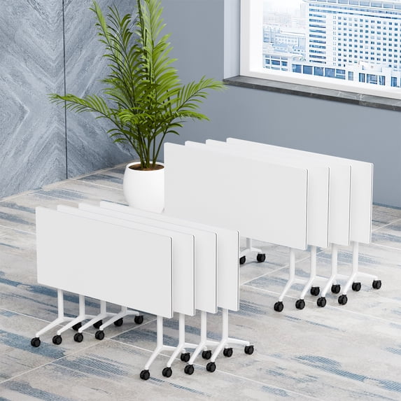 Modern Folding Conference Tables with Wheels, Modular Flip Top Mobile ...