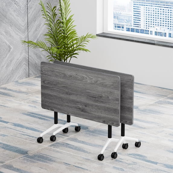 Modern Folding Conference Tables with Wheels, Modular Flip Top Mobile ...