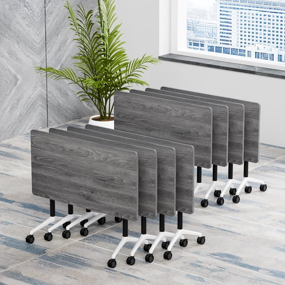 Modern Folding Conference Tables with Wheels, Modular Flip Top Mobile ...