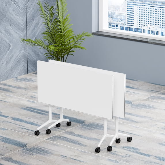 Modern Folding Conference Tables with Wheels, Modular Flip Top Mobile ...
