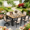 thumbnail image 1 of 7 Piece Outdoor Patio Furniture Set,6-Person Dining Set with Cushioned Swivel Chairs, Textilene Table, All-Weather Backyard, Garden, Terrace Conversation Set,Yellow, 1 of 9