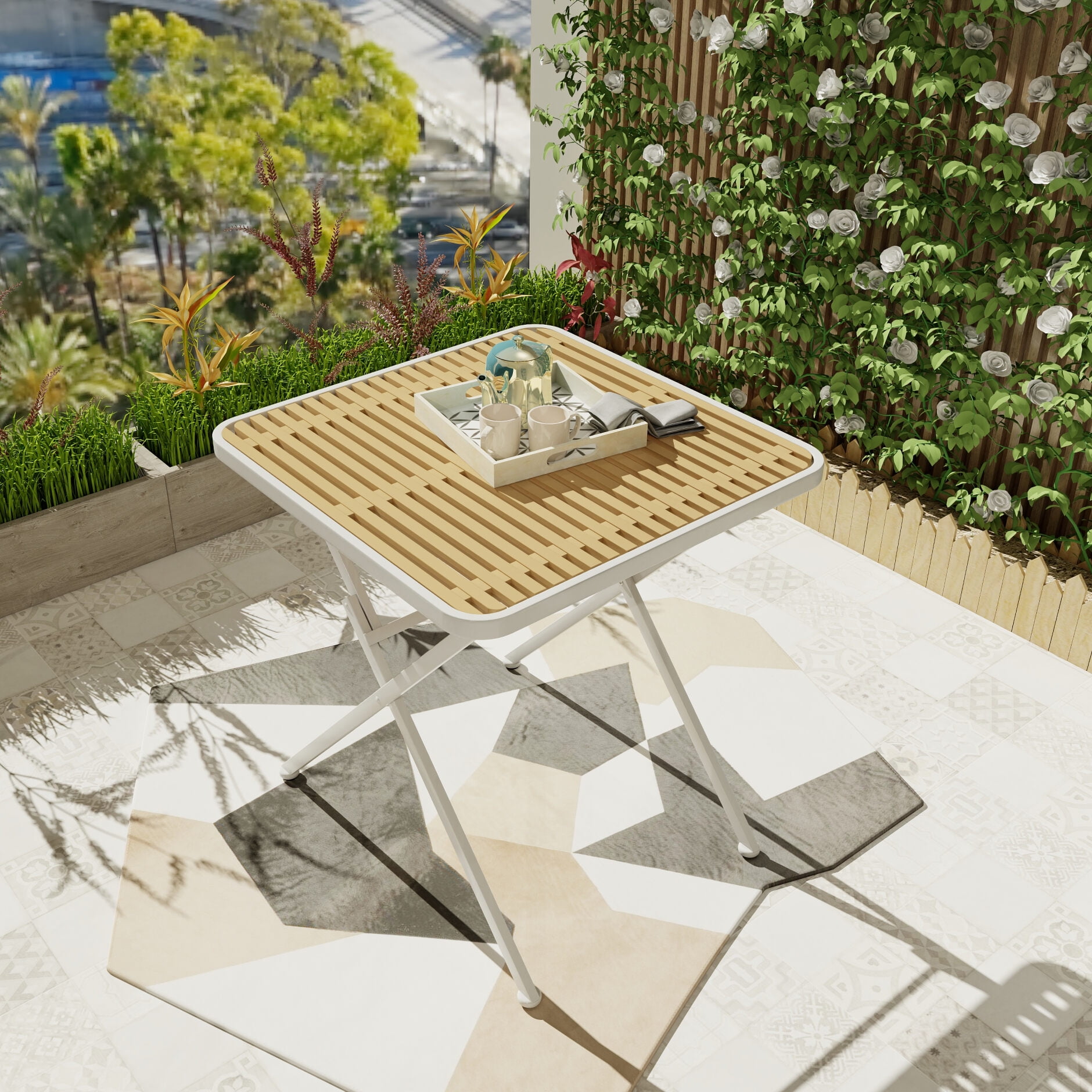 Modern Folding Square Table - Indoor/Outdoor Multi-Use Durable