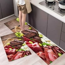 Modern Food Pattern Kitchen Mat Home Entrance Doormat Hallway Bedroom Decor Floor Carpet Balcony Bathroom Anti-Slip Long Rug