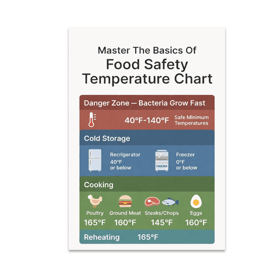 Modern Food Safety Temperature Chart - Kitchen Enthusiast - 13x19 Poster Print