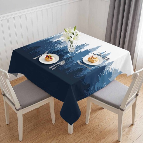 Modern Forest Blue, Table Cloth Waterproof Tablecloths, Gradient Aesthetics Color Decor Tablecloth Dining Table Cover for Kitchen Party Tabletop Outdoor, Square Tablecloth 54x54 Inch