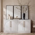 thumbnail image 1 of Modern Fort 2PCS Storage Cabinet, Fluted Arched Door Accent Chest with Adjustable Shelves for Living Room Bedroom, Small Buffet Sideboard for Kitchen Entryway, White, 1 of 8