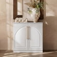 thumbnail image 1 of Modern Fort Storage Cabinet, Fluted Arched Door Accent Chest with Adjustable Shelves for Living Room Bedroom, Small Buffet Sideboard for Kitchen Entryway, White, 1 of 8