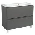thumbnail image 1 of Modern Free Standing Bathroom Vanity with Washbasin | Comfort Gray Matte Collection with Side Vanity Cabinet | Non-Toxic Fire-Resistant MDF-40"(28+12)-No Mirror, 1 of 1