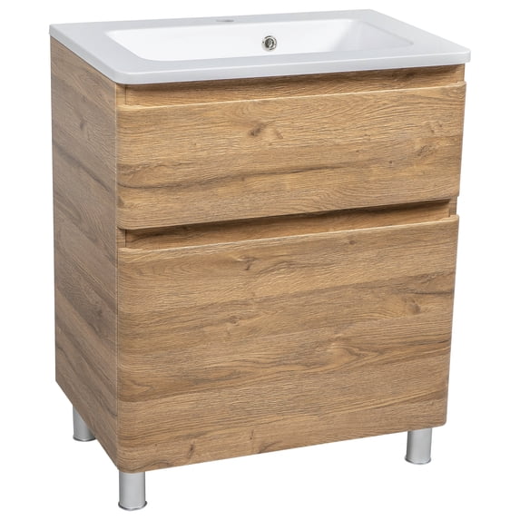 Modern Free Standing Bathroom Vanity with Washbasin | Comfort Collection | Non-Toxic Fire-Resistant MDF-24"-Simple Collection 24"
