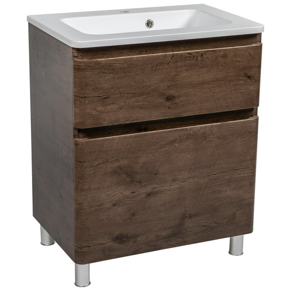 Modern Free Standing Bathroom Vanity with Washbasin | Comfort Collection | Non-Toxic Fire-Resistant MDF-24"-Simple Collection 24"