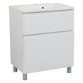 thumbnail image 1 of Modern Free Standing Bathroom Vanity with Washbasin | Comfort White High Gloss Collection | Non-Toxic Fire-Resistant MDF-48" (24+24)-No Mirror, 1 of 2