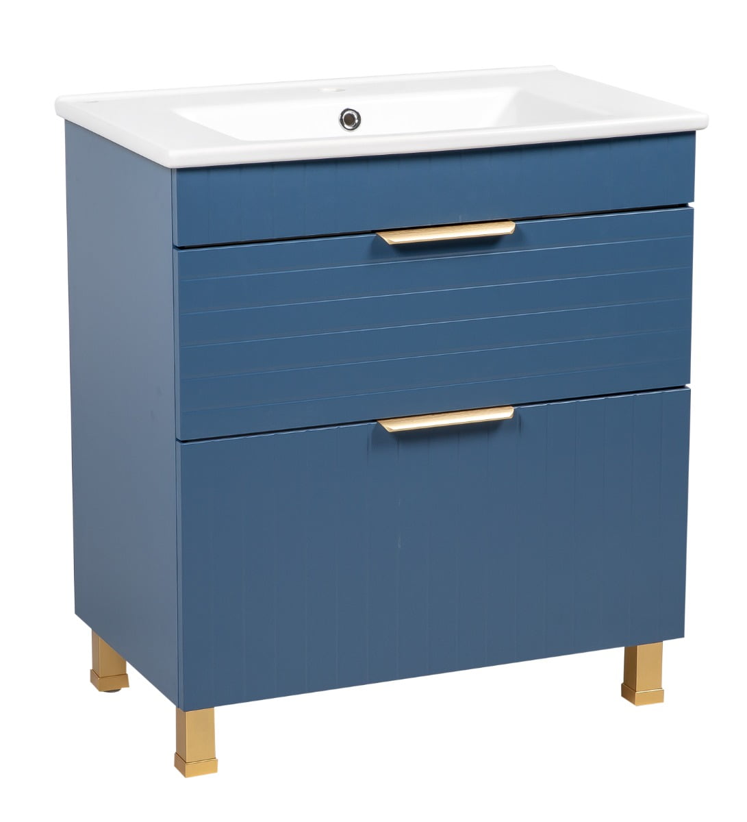 Modern Free Standing Bathroom Vanity with Washbasin Trevi Blue Matte