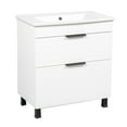 thumbnail image 1 of Modern Free Standing Bathroom Vanity with Washbasin | Trevi White Matte Collection | Non-Toxic Fire-Resistant MDF-30", 1 of 5