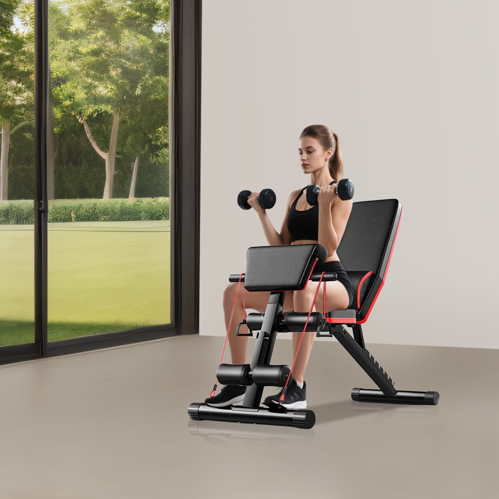 Modern Free Standing Black Adjustable Weight Bench for Full Body Workout, Incline and Decline Weight Bench