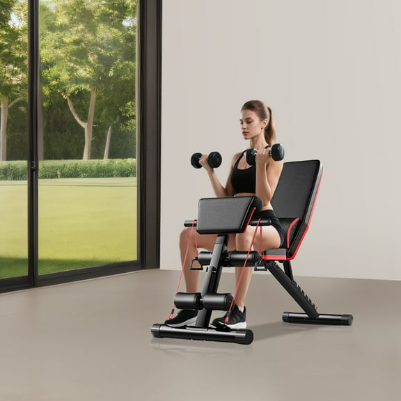 Modern Free Standing Black Adjustable Weight Bench for Full Body Workout, Incline and Decline Weight Bench