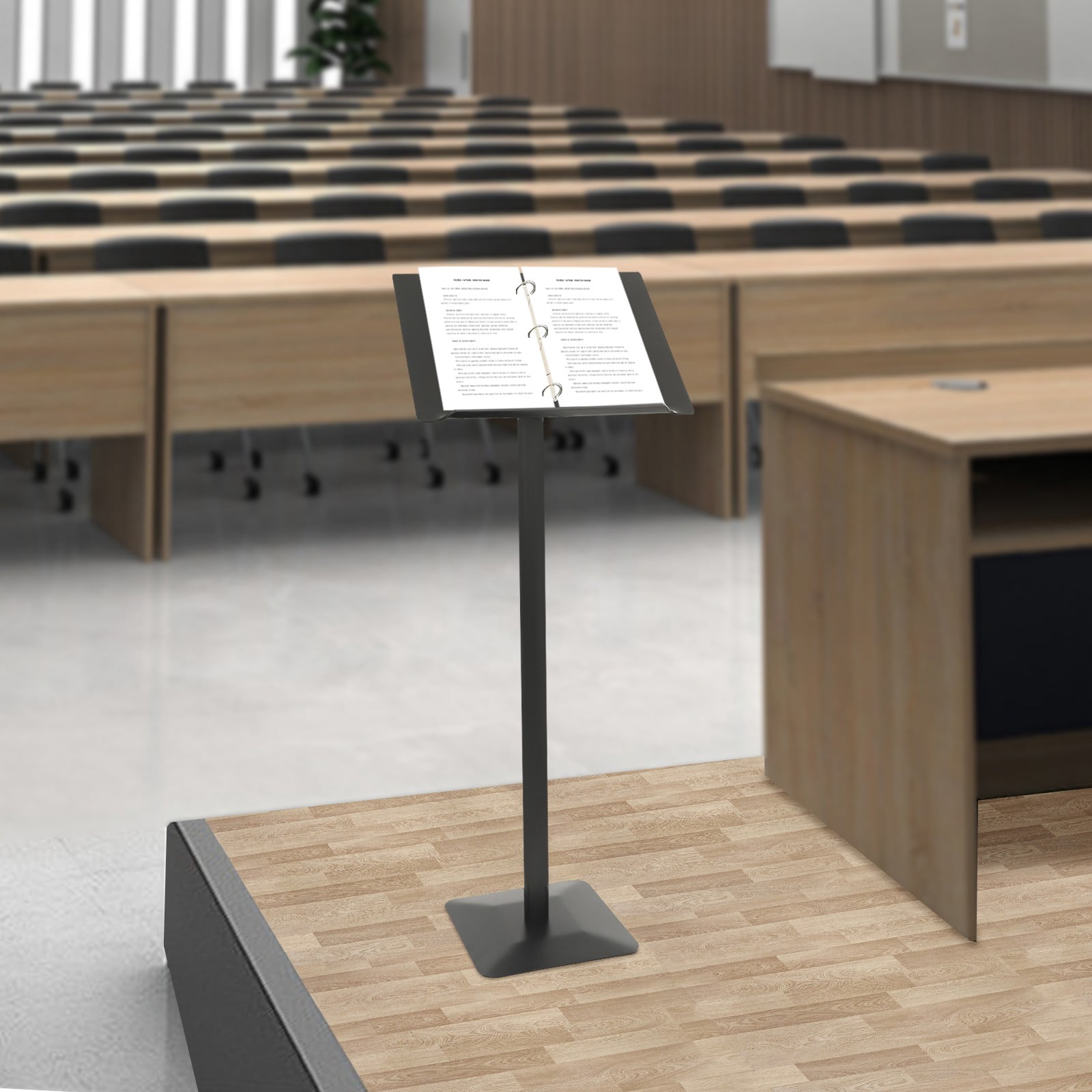 Table Document Stand Modern Free Standing Metal Floor Standing Speaking Stand Black Menu ...
