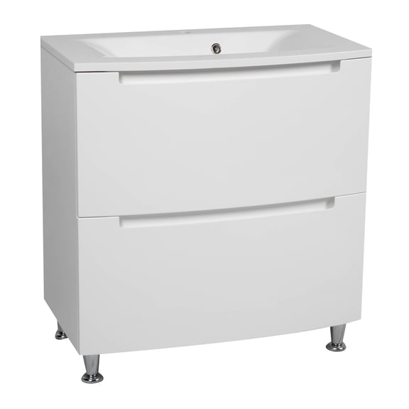Modern Free standing Bathroom Vanity with Washbasin | Delux White HighGloss Collection | Non-Toxic Fire-Resistant MDF-56" (28+28)-Simple Collection 40"