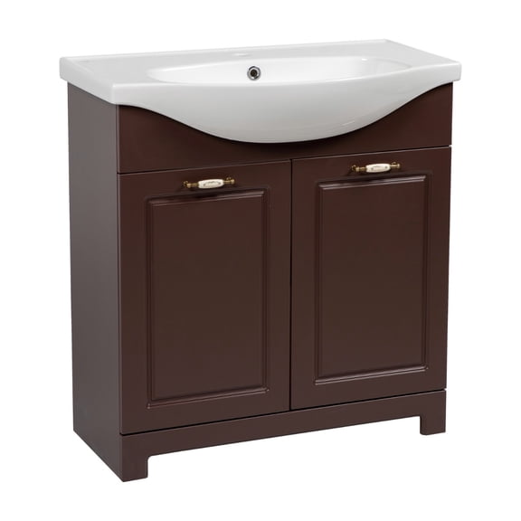 Modern Free standing Bathroom Vanity with Washbasin | Classic Brown Matt Collection | Non-Toxic Fire-Resistant MDF-26"-Diamond Collection 32"