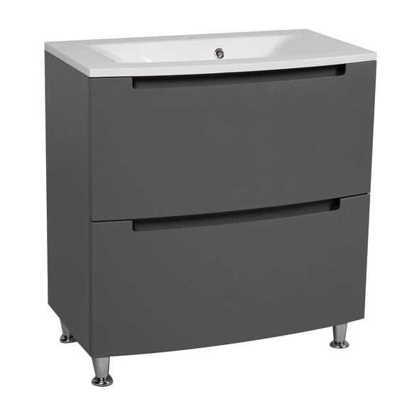 Modern Free standing Bathroom Vanity with Washbasin | Delux Gray Matte Collection | Non-Toxic Fire-Resistant MDF-48" (24+24)-Simple Collection 24"