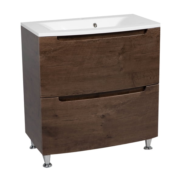 Modern Free standing Bathroom Vanity with Washbasin | Delux Rosewood Collection | Non-Toxic Fire-Resistant MDF-24"-Simple Collection 32"