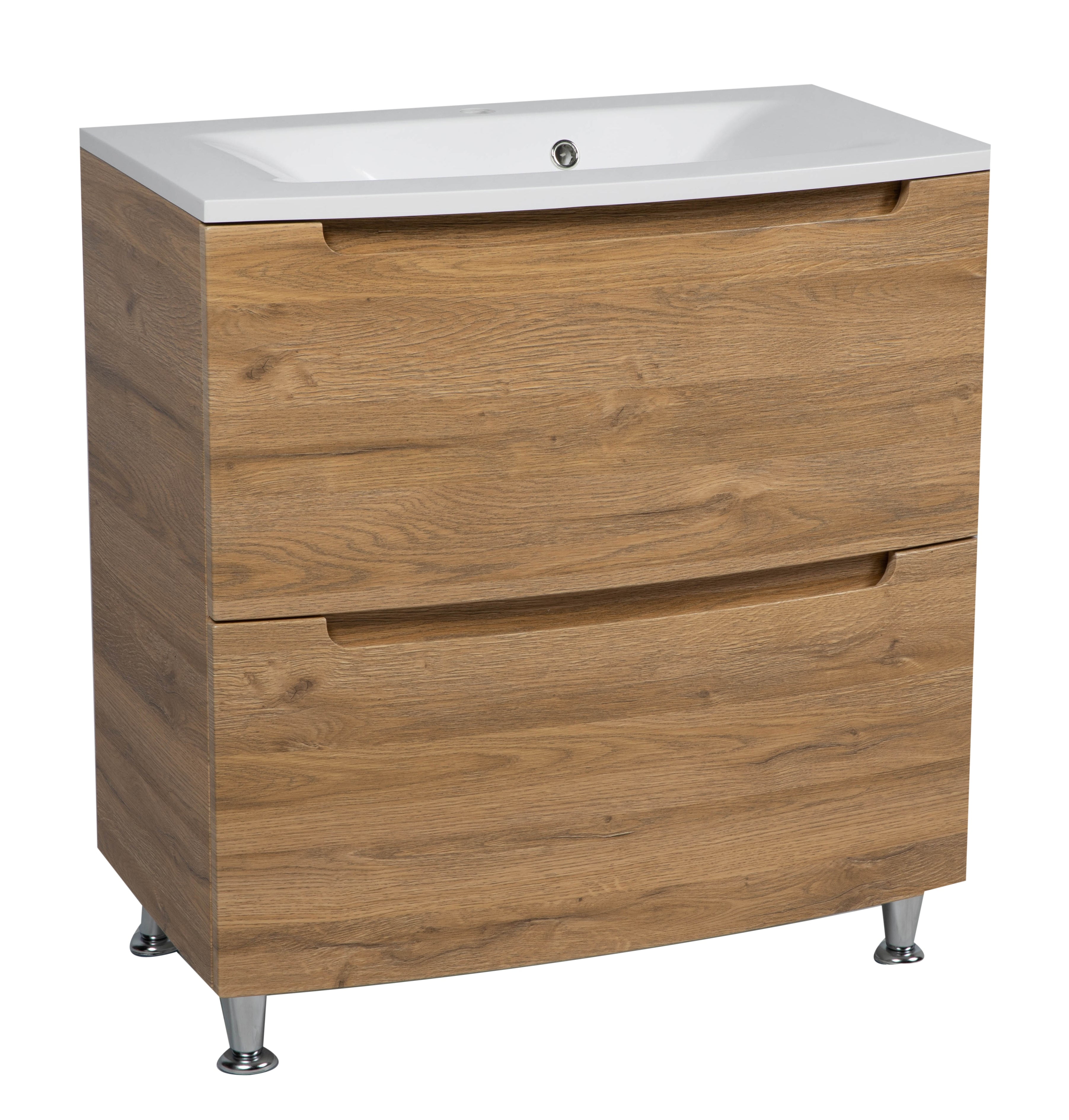 Modern Free standing Bathroom Vanity with Washbasin | Delux Teak Natural Collection | Non-Toxic Fire-Resistant MDF-24"-Omega Collection 24"