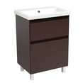thumbnail image 1 of Modern Free standing Bathroom Vanity with Washbasin | Elit Brown Matte Collection | Non-Toxic Fire-Resistant MDF-28"-Simple Collection 24", 1 of 5