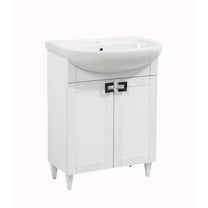 Modern Free standing Bathroom Vanity with Washbasin | Woodmix White Matte Collection | Non-Toxic Fire-Resistant MDF-28"-Olimpia Grey Matte 26"