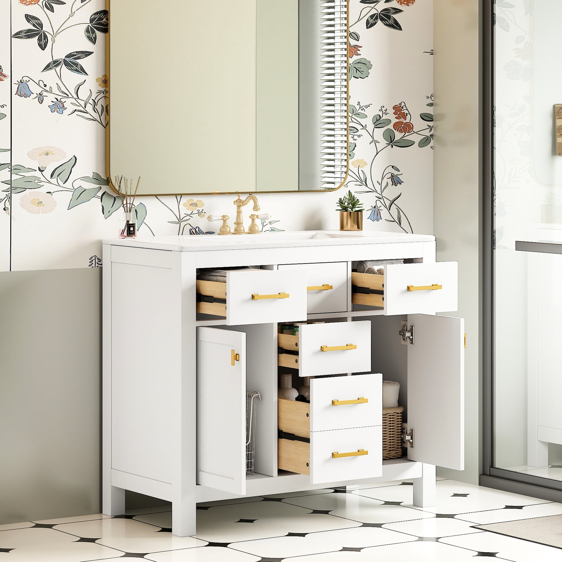 Vanity Keep Modern Freestanding Bathroom Vanity Set with Ceramic Basin / Keep ...
