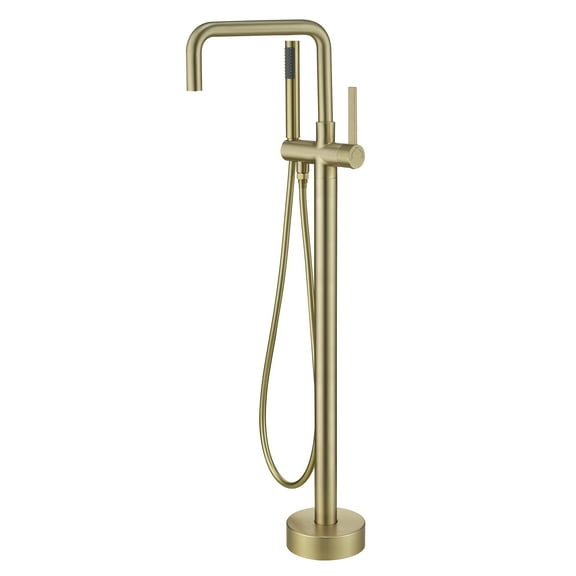 Modern Freestanding Clawfoot Tub Filler with Hand Shower, Floor Mounted Bathtub Faucet