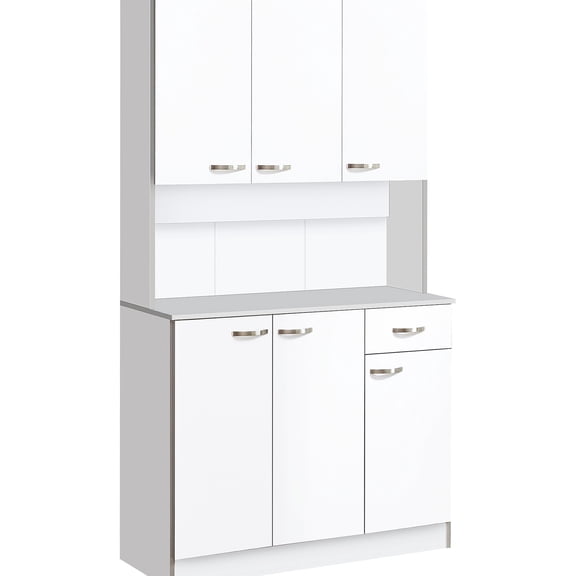 Modern Freestanding Kitchen For Pasta Container Storage - White 71" Buffet With Server & Storage. White. Arranges Your Dishes And Utensils. Adjustable Shelves. Drawer Napkins, Silverware. Fits