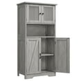 thumbnail image 1 of Modern Freestanding Pantry Storage Cabinet – Glass Doors, Adjustable Shelves, Wooden Linen Cupboard for Kitchen, Bathroom, Entryway – Multipurpose Tall Organizer – Gray, 60x30x128 cm, 1 of 6