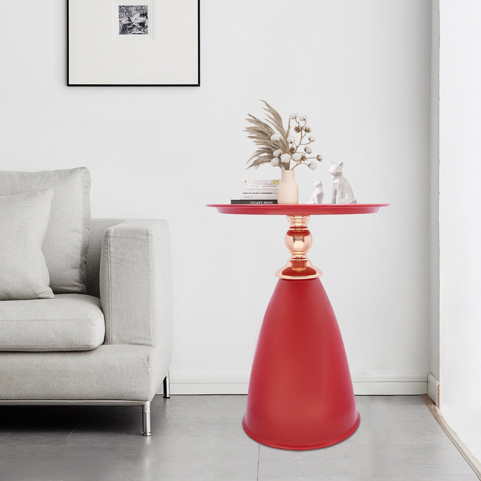 Modern Freestanding Side End Table Round Side Table Red for Living — free download