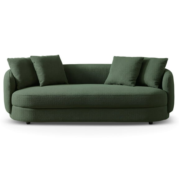 Modern French Boucle - 3 Seat, Dark , High Foam, Solid Wood, Living Room Beauty, 82.68 In. W X 28.36 H Couch Foam Filled, Mid-century Style For Reading Nook,