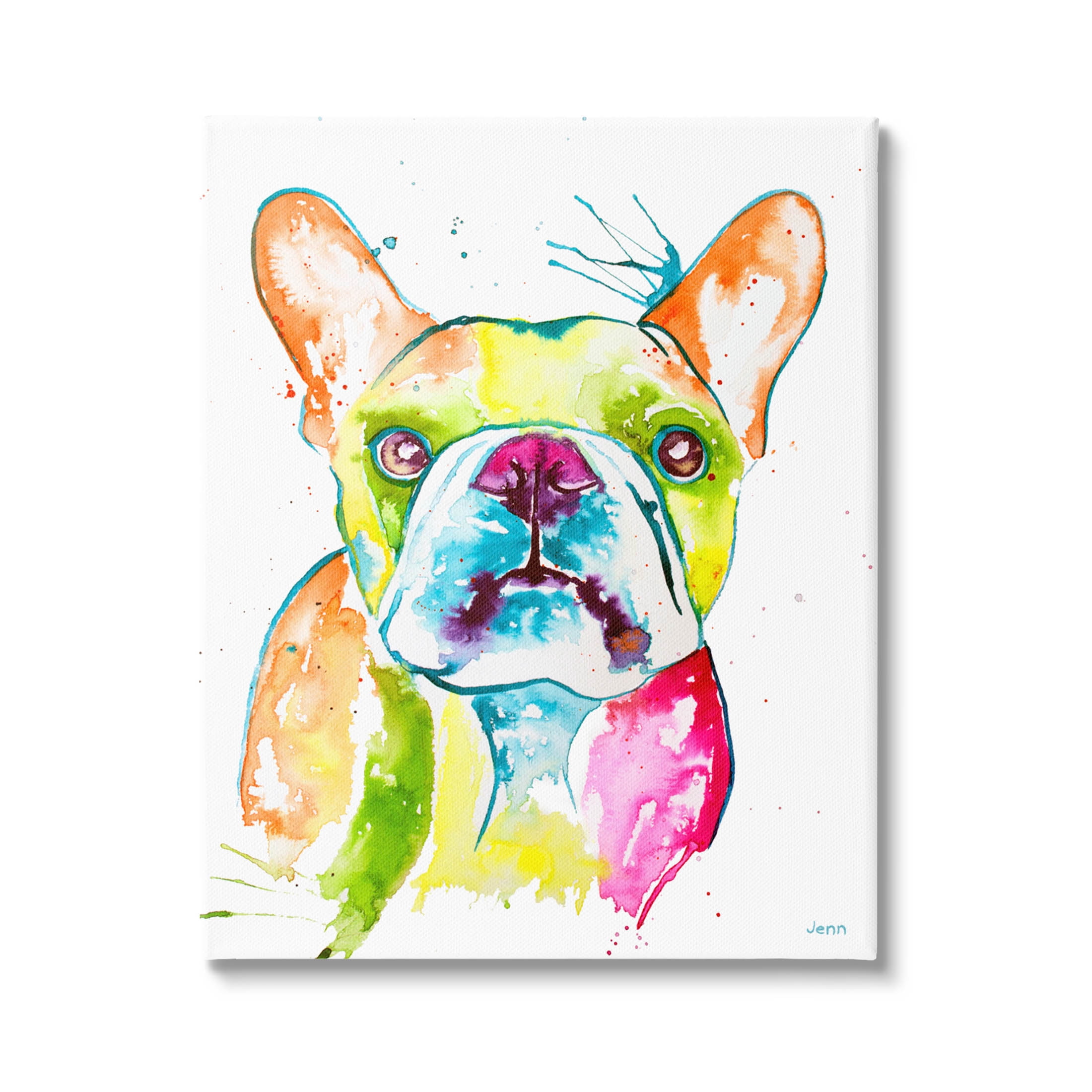 Modern French Bulldog Fun Portrait Animals & Insects Graphic Art Gallery Wrapped Canvas Print Wall Art