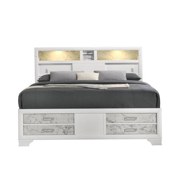 Modern Full Bed Frame with Storage Drawers, USB-C Charging, Bluetooth Speakers, LED Headboard for Bedroom
