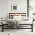 thumbnail image 1 of Modern Full Size Bed Frame with Under-bed Storage Space, Metal Platform Bed with Wood Headboard, Platform Bed for Bedroom, Noise-Free, 1 of 8