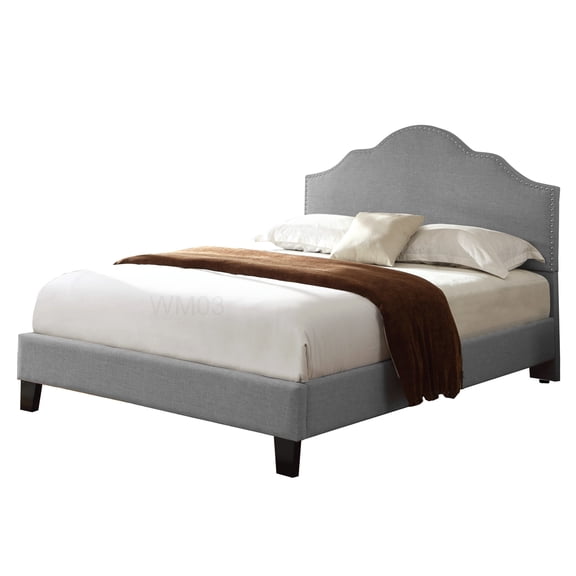 Modern Full Size Upholstered Bed Frame, Low Profile Platform Base with Foam Padding, Quick Assembly Bedroom Furniture