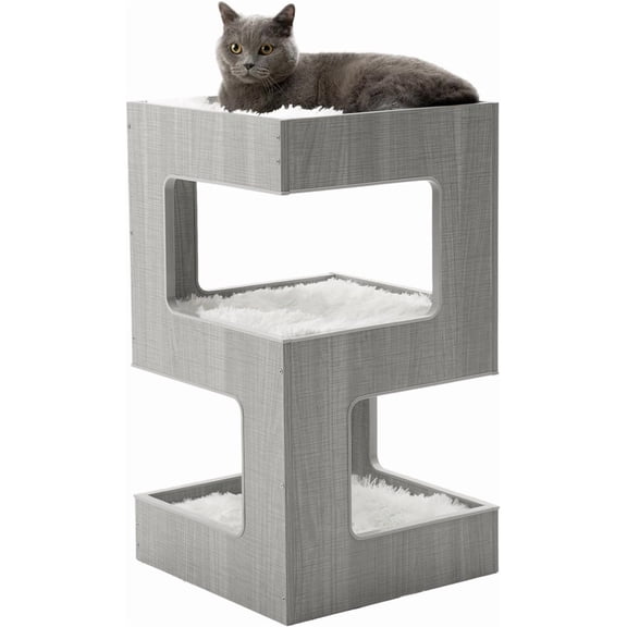 Modern Furniture Tree Spacious Perch Multi-Level Tower for Indoor Cats 27.5 Inch Luxury Tree Stand House for Kittens with Removable Soft Blanket and Condo