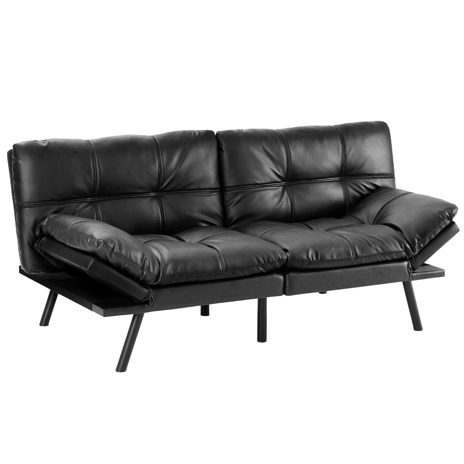 Modern Futon Sofa Bed Premium Leather Sleeper Convertible Futon Couch