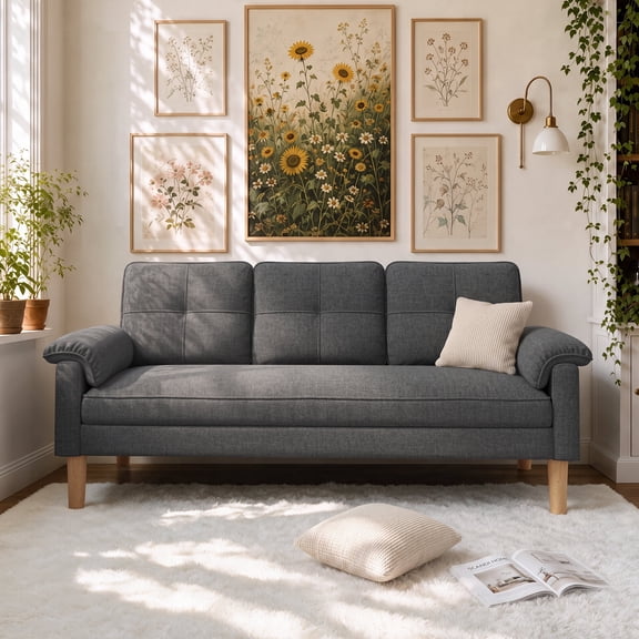 Sofa, Jolifa 70 Inch Modern Sofa with Large Pocket and 3 Seats for Home | Office, Dark Gray